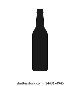 Icono gráfico de botella de cerveza. Signo negro del frasco de cerveza aislado sobre fondo blanco. Ilustración del vector