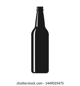 Beer bottle graphic icon. Beer bottle with glare sign isolated on white background. Vector illustration