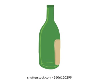 Beer Bottle. Green empty glass Wine Bottle Illustration Isolated on White Background. Concept of Beverage Art, Glass Design, Minimalist Style, Alcohol Collection, Drink Symbol, Graphic Element.
