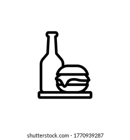Botella de cerveza, ícono de hamburguesa. Línea simple, contorno vectorial elementos de iconos internacionales del día de la cerveza para ui y ux, sitio web o aplicación móvil
