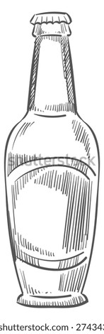 Beer bottle hand drawn icon. Pub drink