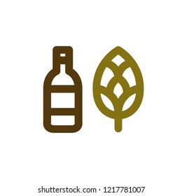 beer bottle and hop vector icon