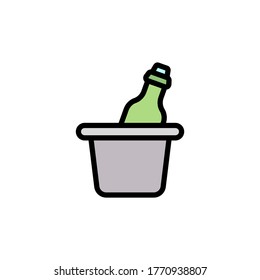 Botella de cerveza, icono de la caja de hielo. Color simple con elementos de vector de contorno de iconos internacionales del día de la cerveza para ui y ux, sitio web o aplicación móvil