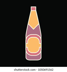 Beer bottle icon. Cartoon Beer bottle vector icon for web design isolated on black background