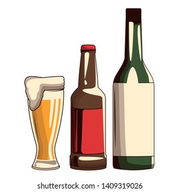 beer and bottle icon cartoon vector illustration graphic design