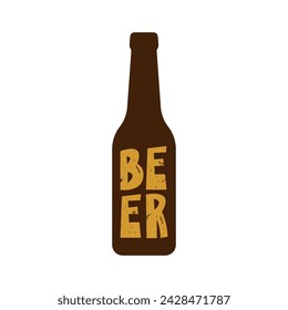 Beer bottle icon. Colored silhouette. Vertical front side view. Vector simple flat graphic illustration. Isolated object on a white background. Isolate.