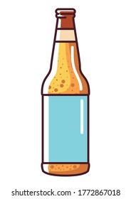 Beer bottle icon design, Pub alcohol bar brewery drink ale and lager theme Vector illustration