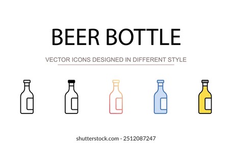 Diseño de icono de botella de cerveza con fondo blanco
