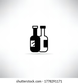 icono de botellas de cerveza con ilustración vectorial de sombra de caída