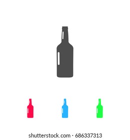 Beer bottle icon flat. Color pictogram on white background. Vector illustration symbol and bonus icons