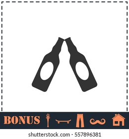 Beer bottle icon flat. Simple vector symbol and bonus icon