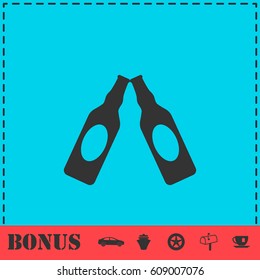 Beer bottle icon flat. Simple vector symbol and bonus icon