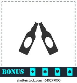 Beer bottle icon flat. Simple vector symbol and bonus icon