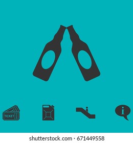 Beer bottle icon flat. Simple vector symbol and bonus icon