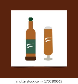Beer bottle icon in flat style. Alcohol bottle illustration on white isolated background. Beer, vodka, wine concept.