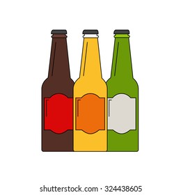 Beer bottle. Beer bottle icon. Isolated beer bottles on background. Flat line style vector illustration. 