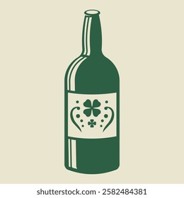 Beer bottle icon isolated. Design element on Saint Patrick's Day theme. Vector illustration.