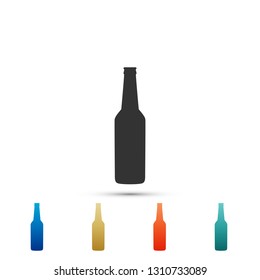 Beer bottle icon isolated on white background. Set elements in color icons. Vector Illustration