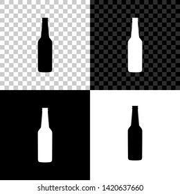 Beer bottle icon isolated on black, white and transparent background. Vector Illustration