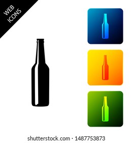 Beer bottle icon isolated on white background. Set icons colorful square buttons. Vector Illustration