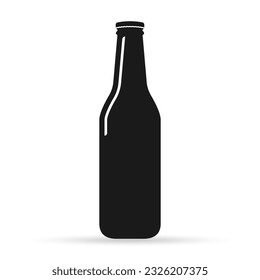 Beer bottle icon or logo. Alcohol drink symbol. Vector illustration.
