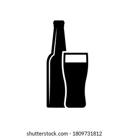 Beer bottle icon, logo isolated on white background
