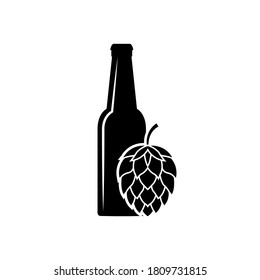 Beer bottle icon, logo isolated on white background
