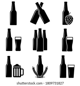 Beer bottle icon, logo isolated on white background