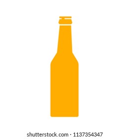 Beer bottle Icon. Mock up glass beer lemonade Clean Bottle. Yellow simple silhouette. Symbol Template Logo. Isolated vector illustration.