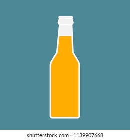 Beer bottle Icon. Mock up glass beer lemonade Clean Bottle. Symbol Template Logo. Isolated vector illustration.