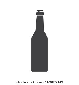 Beer bottle Icon. Mock up glass beer lemonade Clean Bottle. Black simple silhouette. Symbol Template Logo. Isolated vector illustration.