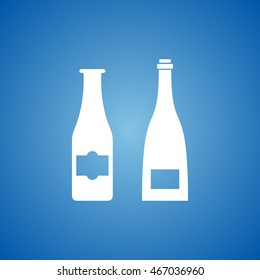 Beer Bottle Icon on blue color. 