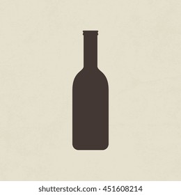 Beer bottle icon on brown background. Vector illustration eps 10.