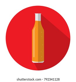 Beer bottle icon on a button, Vector illustration