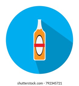 Beer bottle icon on a button, Vector illustration