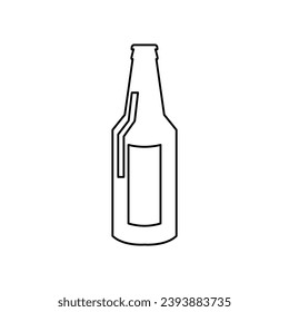 beer bottle icon on white background, vector illustration