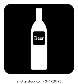 Beer bottle icon on white. Vector illustration.