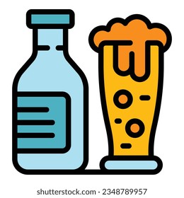 Beer bottle icon outline vector. Food cuisine. Potato restaurant color flat