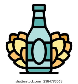 Beer bottle icon outline vector. Factory tank. Drink alcohol color flat