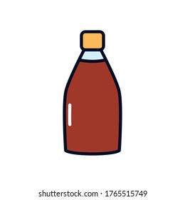 beer bottle icon over white background, line fill style, vector illustration
