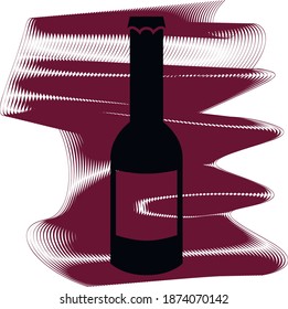 Icono de botella de cerveza de un conjunto. Icono sobre ondas vírgenes aisladas en fondo blanco.
