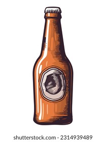 Beer bottle icon symbolizes refreshing alcoholic drink isolated