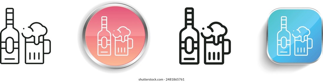 beer bottle icon. Thin Linear, Regular and Button Style Design Isolated On White Background