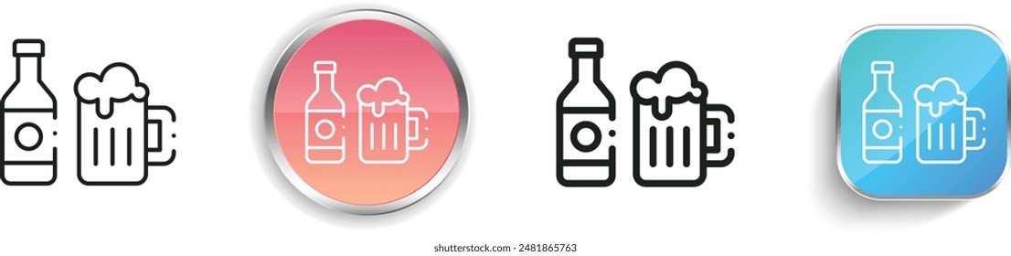 beer bottle icon. Thin Linear, Regular and Button Style Design Isolated On White Background