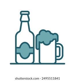 Icono de botella de cerveza Plantilla de diseño de Vector simple y limpia