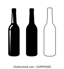 Beer Bottle Icon Vector Illustration Isolated on White Background.