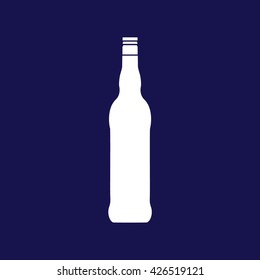 Beer bottle icon vector illustration. Blue background