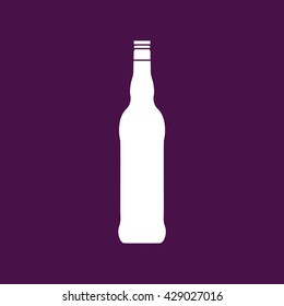 Beer bottle icon vector illustration. Purple background