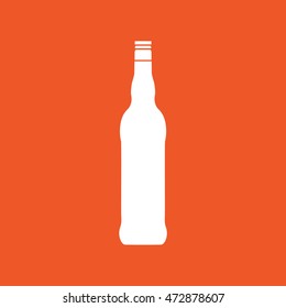 Beer bottle icon vector illustration. Orange background