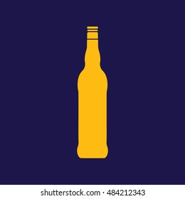 Beer bottle icon vector illustration. Blue background